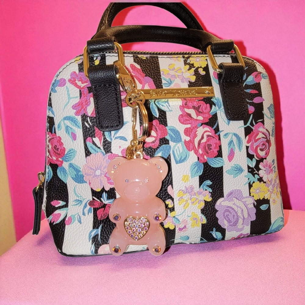 Betsey Johnson Mini Floral Striped Crossbody bag/Bag Charm Included